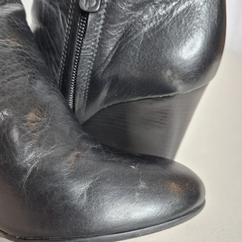 Tory Burch Lowell Leather Wedge Ankle Boots - Size 5.5